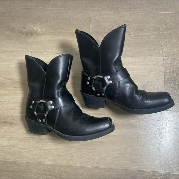 Ariat Women's Black Leather Harness Ankle Boots Western‎ Biker 97652 Size 8 - Picture 2 of 9